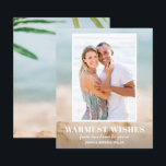 Budget Sand and Sea Beach Photo Christmas Cards<br><div class="desc">Small 4.5" x 5.6" paper Christmas cards feature your favorite vacation or warm weather photo on our blurred sand and seas Christmas holiday card with your message in chic white text. These affordable holiday photo cards are printed on 110 lb paper available in 3 sizes. **WHITE ENVELOPES ARE OPTIONAL ON...</div>