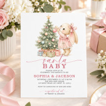 Budget Santa Baby Bunny Baby Shower Invitation
