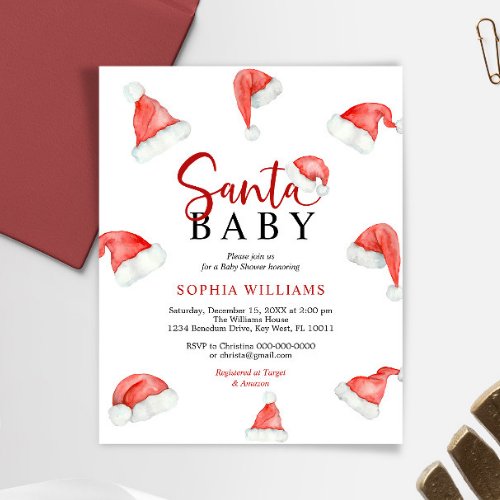 Budget Santa Baby Christmas Baby Shower Invitation