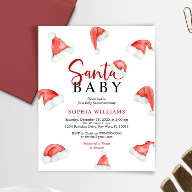 Budget Santa Baby Christmas Baby Shower Invitation (Creator Uploaded)