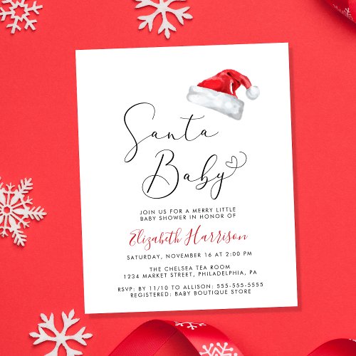 Budget Santa Baby Christmas Baby Shower Invitation