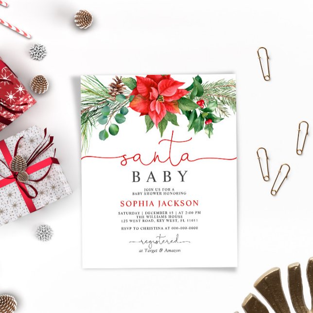 Budget Santa Baby Christmas Baby Shower Invitation (Creator Uploaded)