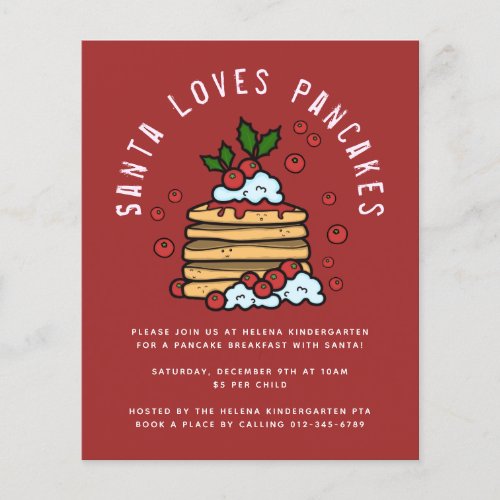 BUDGET Santa Loves Pancakes School PTA Fundraiser  Flyer