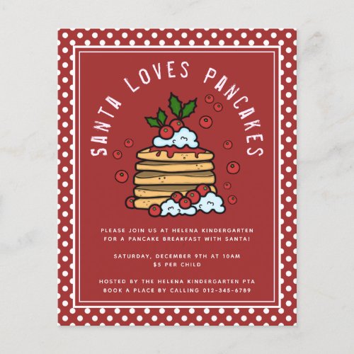 BUDGET Santa Loves Pancakes School PTA Fundraiser  Flyer