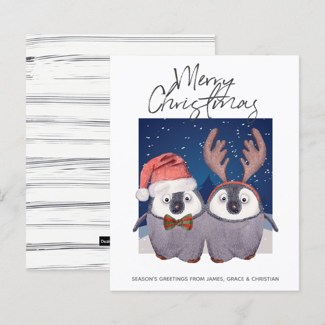 BUDGET Santa Reindeer Christmas Penguin Couple (Front/Back)