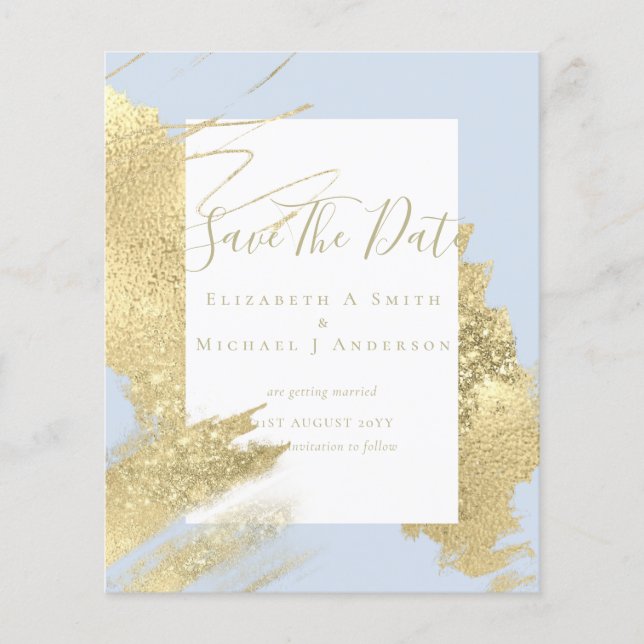 BUDGET SAVE DATES Gold Foil Glitter Look Abstract Flyer (Front)