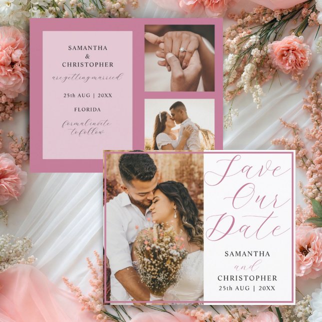 Budget Save Our Date Blush Pink Photo Wedding (Creator Uploaded)