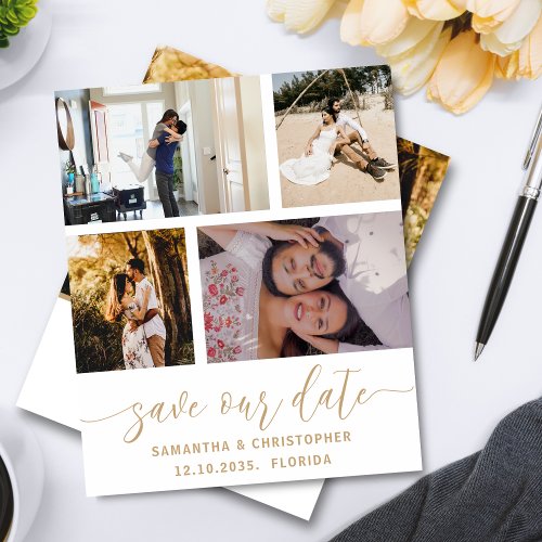 Budget Save Our Date Photo Gold Script Invitation