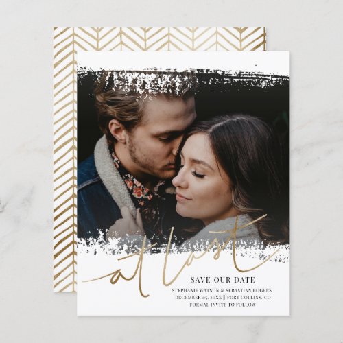 Budget Save Our Date Photo Gold  White 