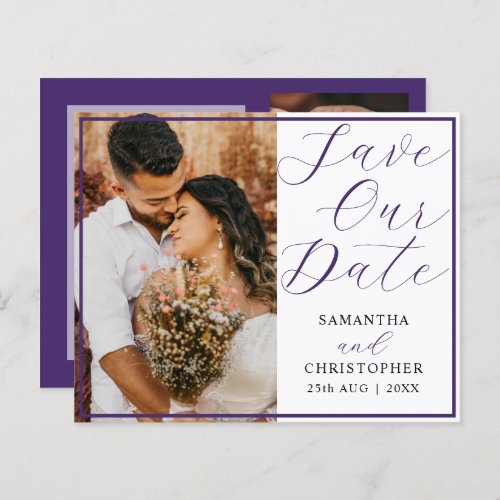 Budget Save Our Date Purple Photo Wedding