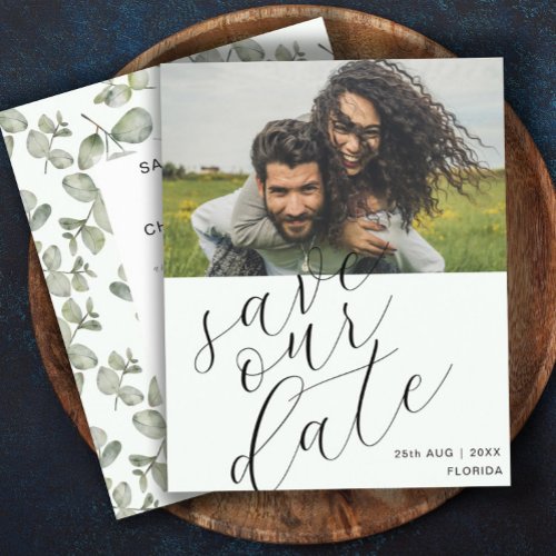 Budget Save Our Date Sage GreenPhoto Wedding