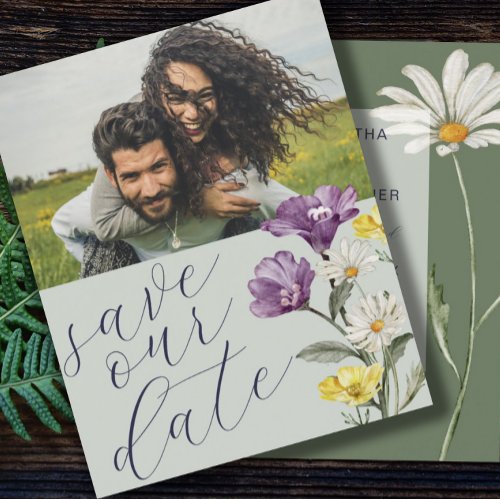 Budget Save Our Date Wildflower Photo Wedding