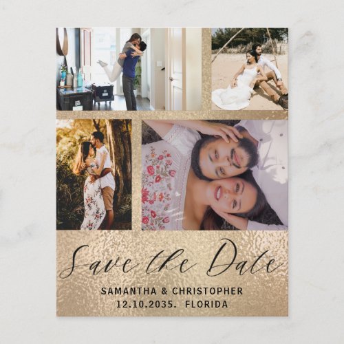 Budget Save the Date 4 Photo Gold Invitation