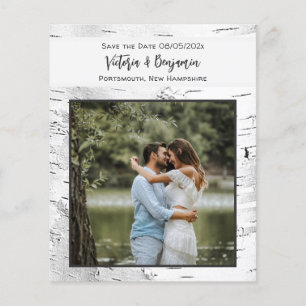 Budget Save the Date Birch Hearts Photo Vertical Flyer