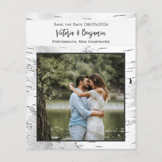 Budget Save the Date Birch Hearts Photo Vertical Flyer