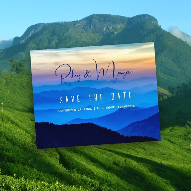 Budget Save the Date Blue Mountain Wedding Flyer (Creator Uploaded)