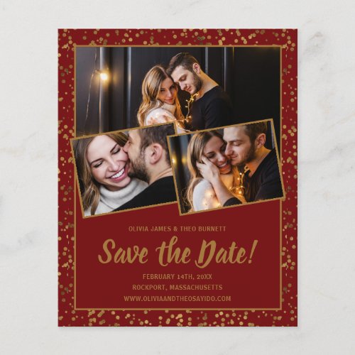 Budget Save the Date Burgundy Gold 3 Photo