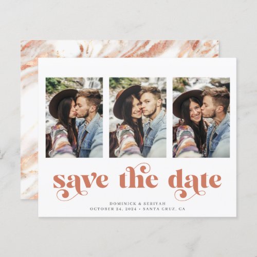 BUDGET Save the Date Copper Rose Gold Marble