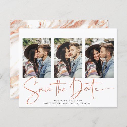 BUDGET Save the Date Copper Rose Gold Marble