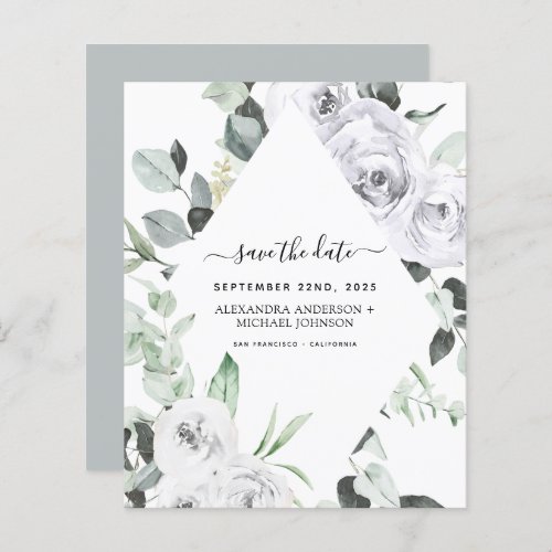 Budget Save the Date Eucalyptus White Floral