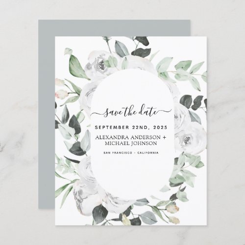 Budget Save the Date Eucalyptus White Floral