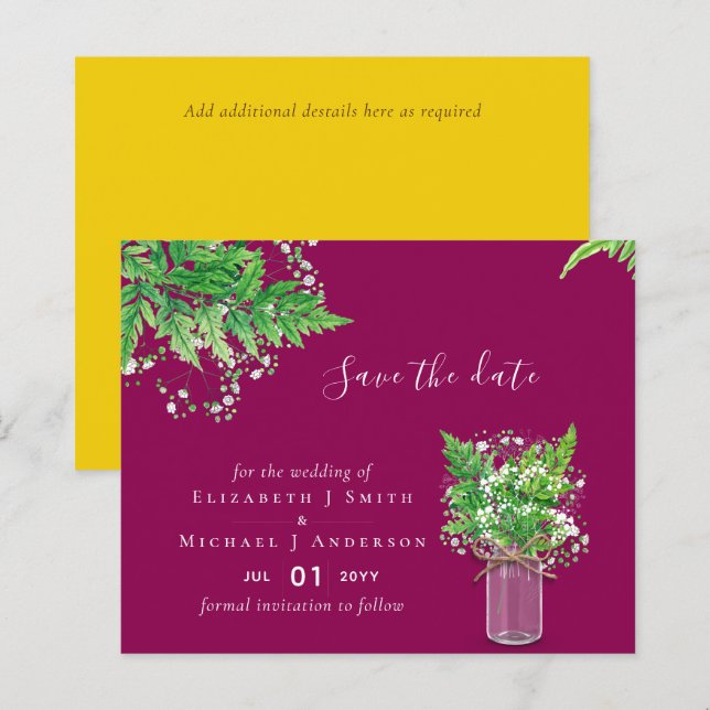 BUDGET Save the Date Fern Greenery Wedding (Front/Back)