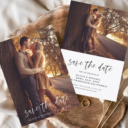 Budget Save the Date Handwritten Wedding Photo