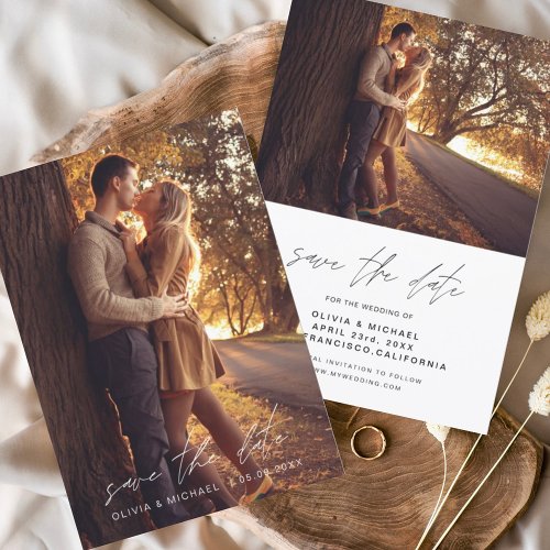 Budget Save the Date Handwritten Wedding Photo