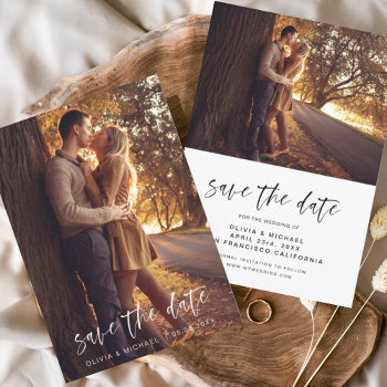 Budget Save The Date Handwritten Wedding Photo Fly Flyer by Hot_Foil_Creations at Zazzle