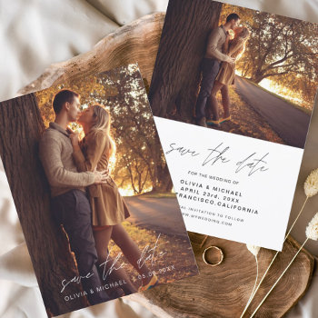 Budget Save The Date Handwritten Wedding Photo Flyer by Hot_Foil_Creations at Zazzle