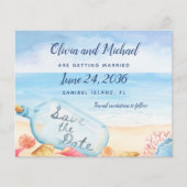 Budget Save the Date Message In Bottle Beach (Front)