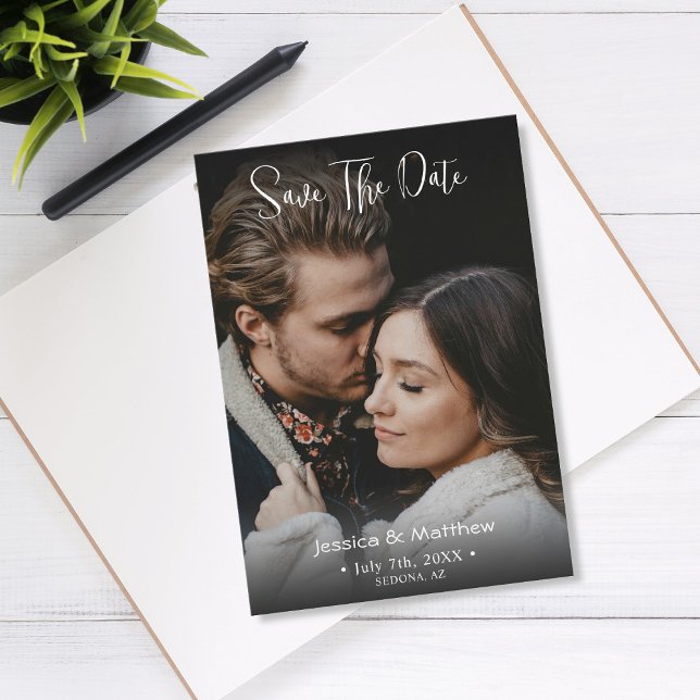 Budget Save The Date, Names Full Photo & Info Note Card (Creator Uploaded)