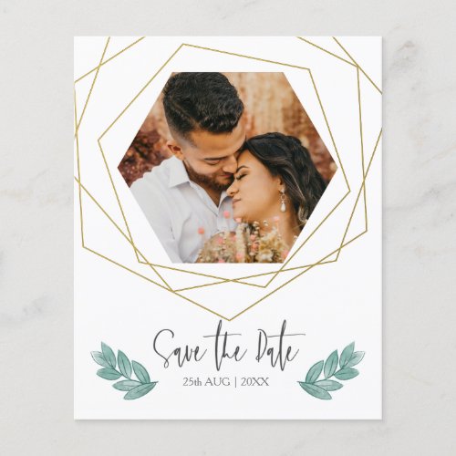 Budget Save the Date Photo Geometric Gold  Flyer