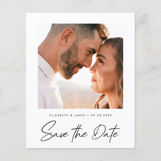 BUDGET Save The Date Photo Minimalist Wedding Flyer (Front)