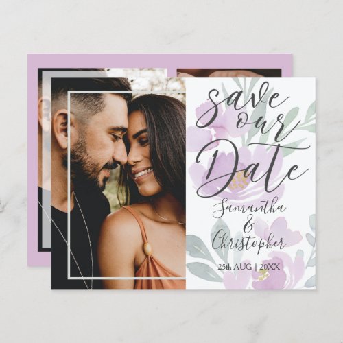 Budget Save the Date Pink Floral Photo Wedding 