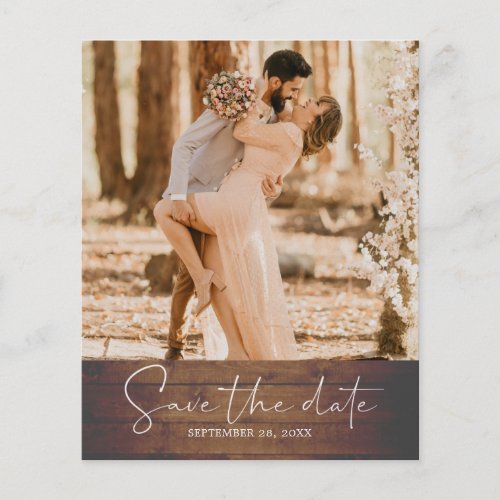 Budget Save the Date Script Barn Wood Photo Flyer