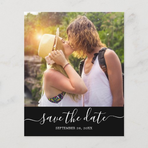 Budget Save the Date Script Black Photo Flyer