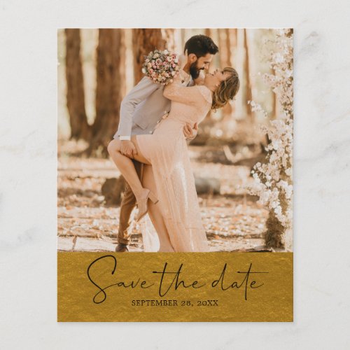 Budget Save the Date Script Classic Gold Photo Flyer
