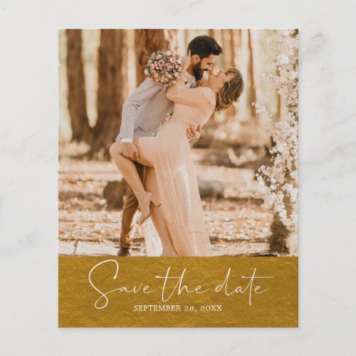 Budget Save the Date Script Classic Gold Photo Flyer
