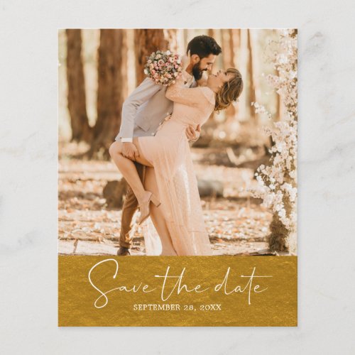 Budget Save the Date Script Classic Gold Photo Flyer