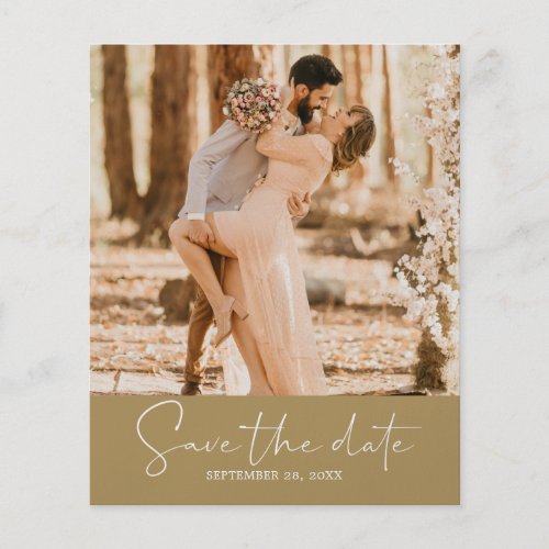 Budget Save the Date Script Gold Photo Flyer