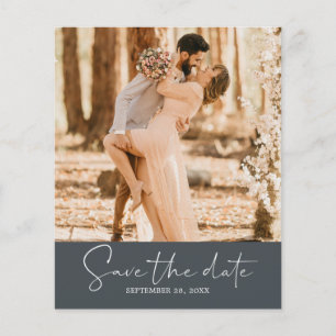 Budget Save the Date Script Off-Black Photo Flyer