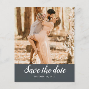 Budget Save the Date Script Off-Black Photo Flyer