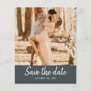 Budget Save the Date Script Off-Black Photo Flyer