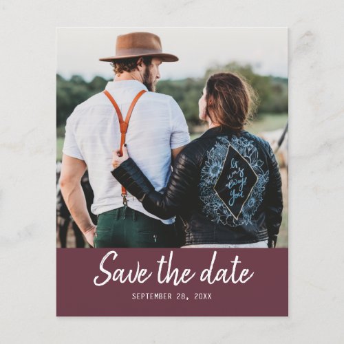 Budget Save the Date Script Photo Burgundy Flyer