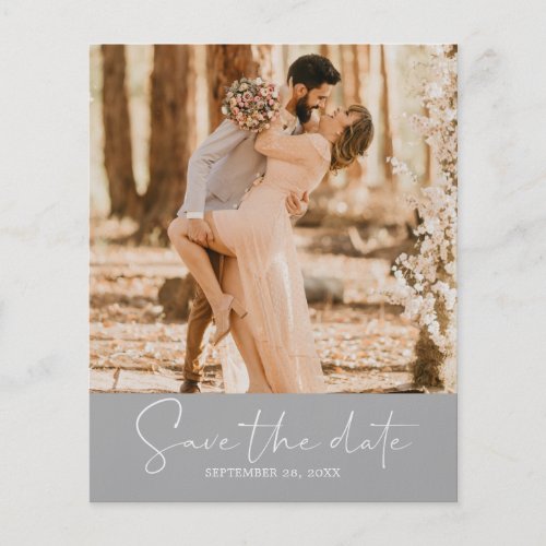 Budget Save the Date Script Silver Gray Photo Flyer