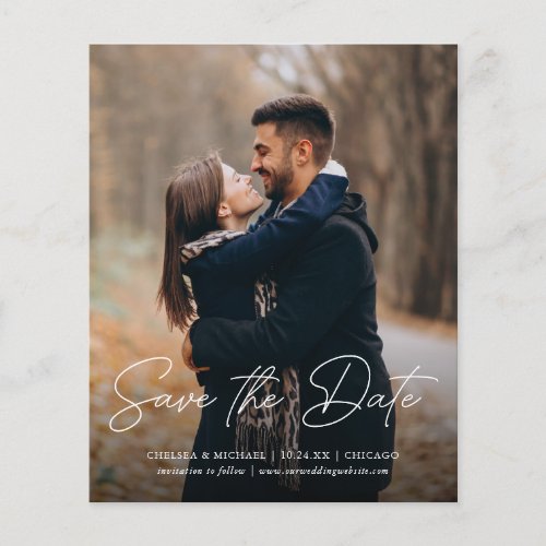 Budget Save the Date Stylish Script Vertical Photo