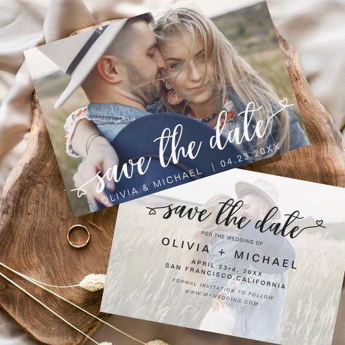 Budget Save the Date White Handwritten Photo