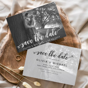 Budget Save the Date White Handwritten Photo Flyer