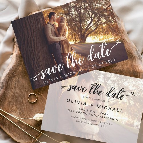 Budget Save the Date White Handwritten Photo Flyer